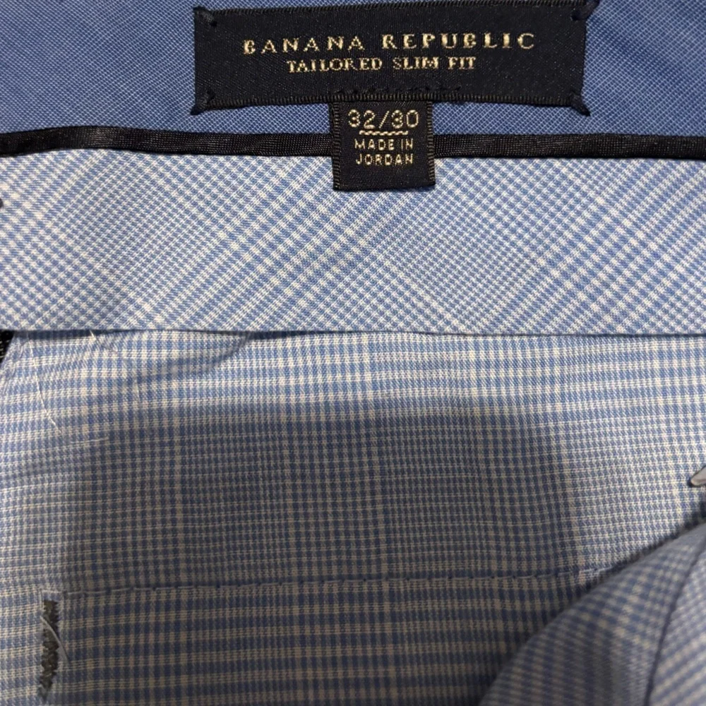 Banana Republic Men's Size 32/30  Blue-Grey‎ Wool Tailored Slim Fit Dress Pants